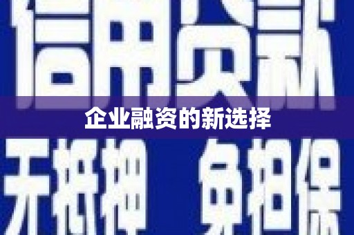 肇庆企业融资的新选择