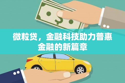 肇庆微粒贷，金融科技助力普惠金融的新篇章